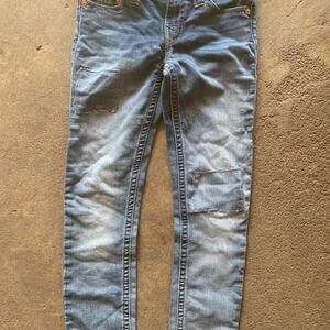 True religion blue patched distressed
